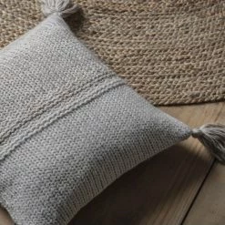 Ashton And Barrow Soft Furnishings Cream Hygge Knitted Tassel Cushion (45x45cm)
