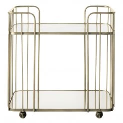 Ashton And Barrow Veronica Retro Drinks Trolley With Glass Shelves - Art Deco Inspired - Bronze/Champagne