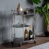 Ashton And Barrow Canterbury Drinks Trolley With Glass Shelves - Art Deco Inspired - Black/Silver NEW IN!