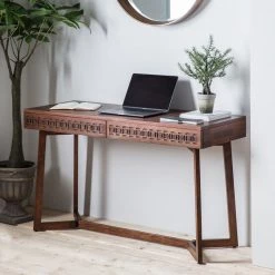 Ashton And Barrow Ashram 2 Drawer Desk / Console Table - Brown Mango Wood