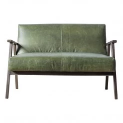 Ashton And Barrow The Leyland Mid-Century Style 2 Seater Sofa - Moss Green - Leather Furniture