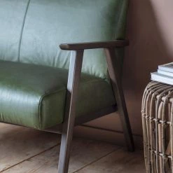 Ashton And Barrow The Leyland Mid-Century Style 2 Seater Sofa - Moss Green - Leather Furniture