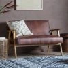 Ashton And Barrow The Leyland Mid-Century Style 2 Seater Sofa - Tan Brown - Leather Furniture