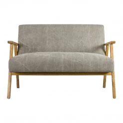 Ashton And Barrow The Leyland Mid-Century Style 2 Seater Sofa - Pebble Grey - Linen