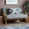 Ashton And Barrow The Leyland Mid-Century Style 2 Seater Sofa - Pebble Grey - Linen