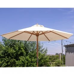 Ashton And Barrow NEW IN! Amalfi Classic Outdoor Umbrella / Parasol - Eucalyptus Wood With Neutral Shade