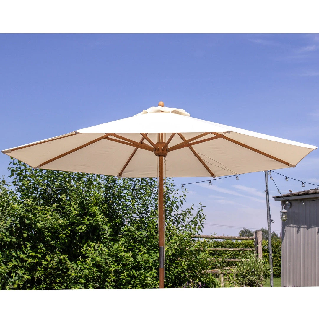 Ashton And Barrow NEW IN! Amalfi Classic Outdoor Umbrella / Parasol - Eucalyptus Wood With Neutral Shade 1 Ashton And Barrow NEW IN! Amalfi Classic Outdoor Umbrella / Parasol - Eucalyptus Wood With Neutral Shade