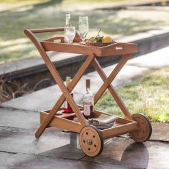 Ashton And Barrow The Raffi Classic Outdoor Drinks Trolley - Garden/Patio - Natural Wood