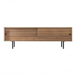 Ashton And Barrow Osaka Sliding Reeded Door Media Unit - Oak