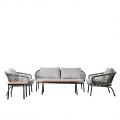Ashton And Barrow Portofino - Outdoor Patio / Garden Lounge Set (4 Piece), Slate Grey Garden & Outdoor