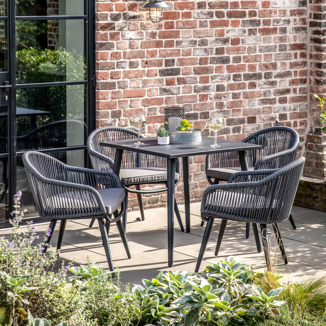 Ashton And Barrow Santorini - 4 Seater Premium Outdoor Dining Set - Garden/Patio - Slate Grey 1 Ashton And Barrow Santorini - 4 Seater Premium Outdoor Dining Set - Garden/Patio - Slate Grey