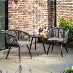 Ashton And Barrow Santorini - 2 Seater Outdoor Bistro Dining Set - Garden/Patio - Slate Grey