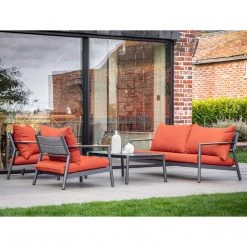 Ashton And Barrow Monaco - Outdoor Patio / Garden Lounge Set (4 Piece), Burnt Orange Garden & Outdoor