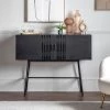 Ashton And Barrow Holsten Modern Slatted Sideboard - Black Oak Furniture