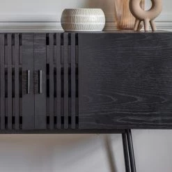 Ashton And Barrow Holsten Modern Slatted Sideboard - Black Oak Furniture