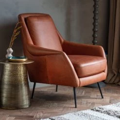 Ashton And Barrow Furniture The Brooklyn Boho Chic Armchair - Tan Brown - Leather
