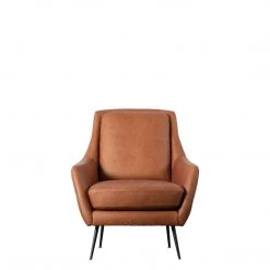 Ashton And Barrow Furniture The Brooklyn Boho Chic Armchair - Tan Brown - Leather