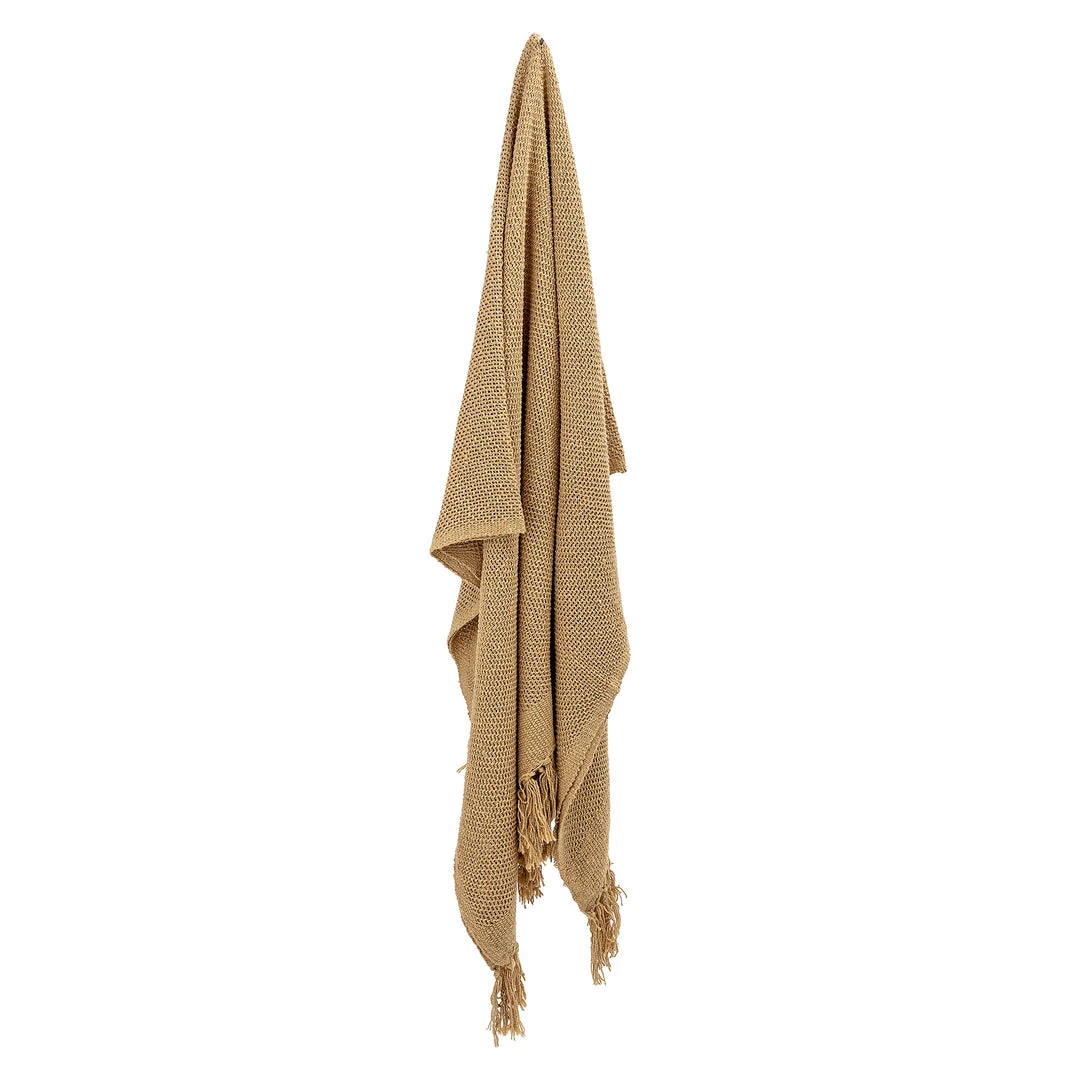 Bloomingville Soft Furnishings Mustard Hidayah Fringed Throw - Eco Cotton - Indoor/Outdoor 3 Bloomingville Soft Furnishings Mustard Hidayah Fringed Throw - Eco Cotton - Indoor/Outdoor
