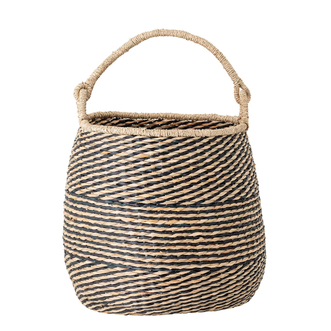 Bloomingville Modern Boho Seagrass Basket, Neutral & Black 1 Bloomingville Modern Boho Seagrass Basket, Neutral & Black