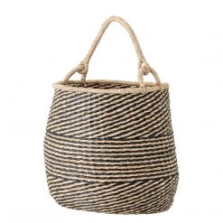 Bloomingville Modern Boho Seagrass Basket, Neutral & Black 7 Bloomingville Modern Boho Seagrass Basket, Neutral & Black