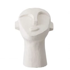 Bloomingville New Home Boho Face Sculpture - White Cement - 22cm