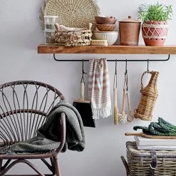 Bloomingville Green Rocko Bottle Fringed Throw - Eco Cotton - Indoor/Outdoor Soft Furnishings