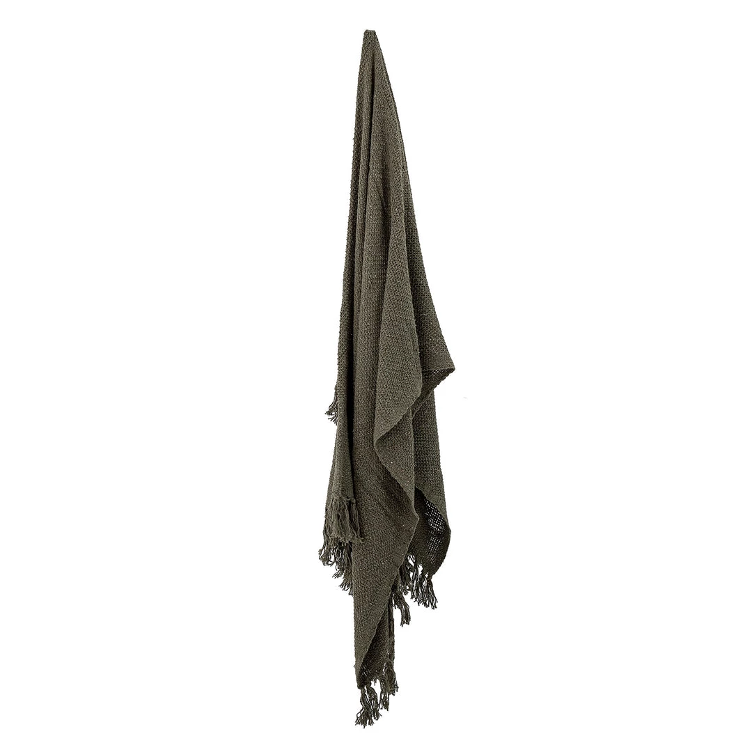 Bloomingville Green Rocko Bottle Fringed Throw - Eco Cotton - Indoor/Outdoor Soft Furnishings 3 Bloomingville Green Rocko Bottle Fringed Throw - Eco Cotton - Indoor/Outdoor Soft Furnishings