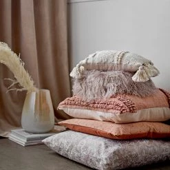 Bloomingville White Boho Tassel Cotton Cushion (35x20cm)