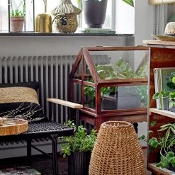 Bloomingville Hand-Crafted Luxury Palm Leaf Hurricane Lantern - Party