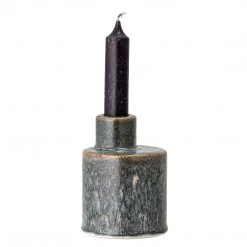 Bloomingville Glazed Stoneware Candle Holder, Green (11cm)