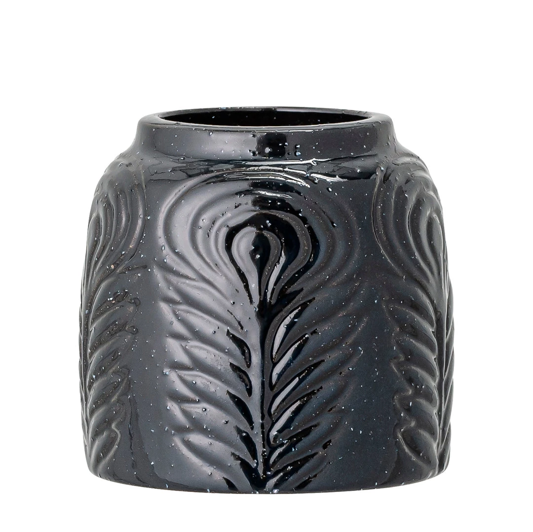 Bloomingville Itiel Black Patterned Stoneware Vase (9cm) Decor Accessories 1 Bloomingville Itiel Black Patterned Stoneware Vase (9cm) Decor Accessories
