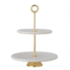 Bloomingville High Tea Gold & Marble 2 Tier Cake Stand Bar & Kitchen