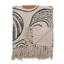 Bloomingville Soft Furnishings Neutral Giano Patterned Fringed Throw - Eco Cotton - Indoor/Outdoor