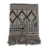 Bloomingville Soft Furnishings Black Pattern Fringed Throw Blanket - Eco Cotton - Indoor/Outdoor