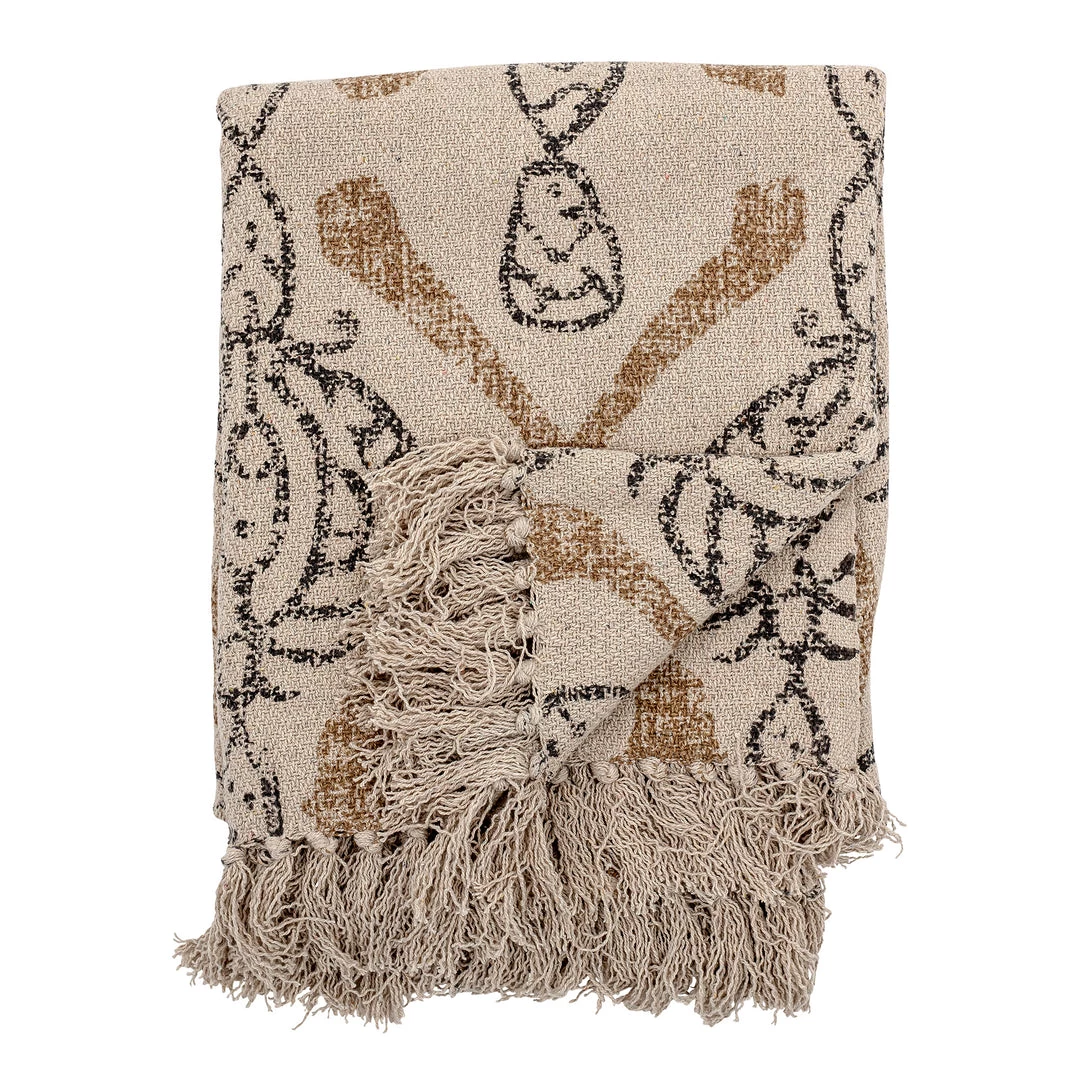 Bloomingville NEW IN! Neutral Freddy Patterned Fringed Throw - Eco Cotton - Indoor/Outdoor 1 Bloomingville NEW IN! Neutral Freddy Patterned Fringed Throw - Eco Cotton - Indoor/Outdoor