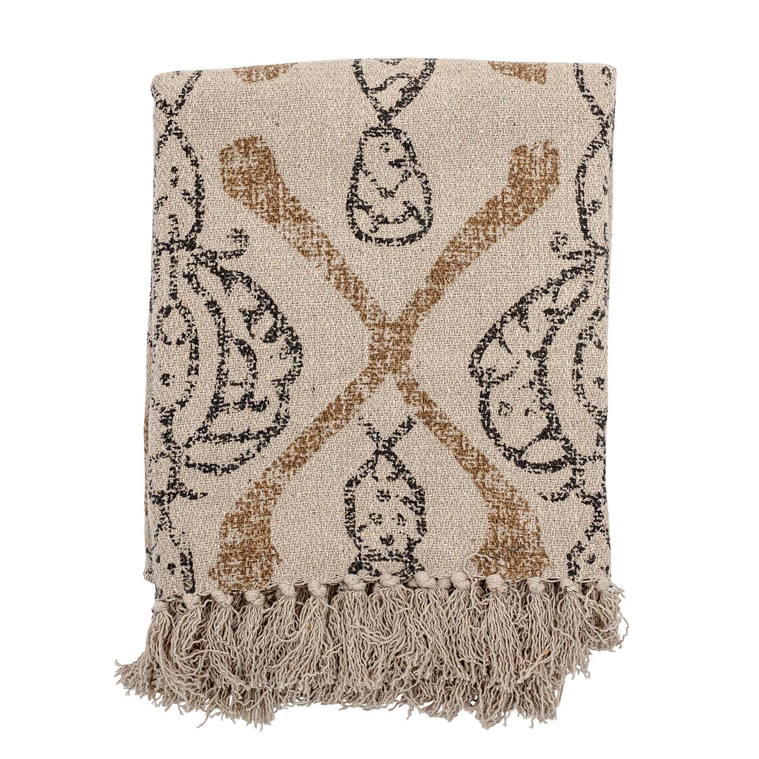 Bloomingville NEW IN! Neutral Freddy Patterned Fringed Throw - Eco Cotton - Indoor/Outdoor 4 Bloomingville NEW IN! Neutral Freddy Patterned Fringed Throw - Eco Cotton - Indoor/Outdoor