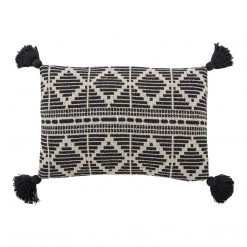 Bloomingville Black & White Boho Tassel Cushion Eco Cotton (60x40cm) Soft Furnishings