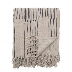 Bloomingville Neutral Celly Striped Fringed Throw - Eco Cotton - Indoor/Outdoor