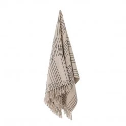 Bloomingville Neutral Celly Striped Fringed Throw - Eco Cotton - Indoor/Outdoor