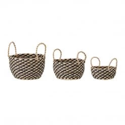 Ashton And Barrow Home Decor Set Of 3 Boho Seagrass Storage Baskets, Small