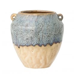 Bloomingville Decor Accessories Ica Handled Vase, Blue Stoneware (D14xH15 Cm)