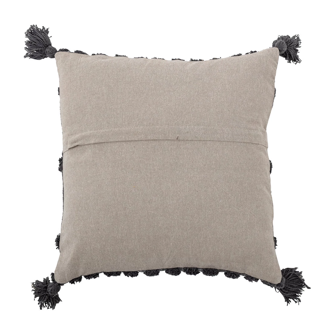 Bloomingville NEW IN! Stylish Grey Cushion With Tufted Spot Details & Black Tassels - 100% Cotton (45x45cm) - Indoor/Outdoor 3 Bloomingville NEW IN! Stylish Grey Cushion With Tufted Spot Details & Black Tassels - 100% Cotton (45x45cm) - Indoor/Outdoor