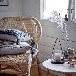 Bloomingville NEW IN! Stylish Grey Cushion With Tufted Spot Details & Black Tassels - 100% Cotton (45x45cm) - Indoor/Outdoor