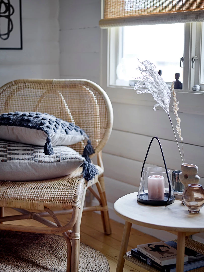 Bloomingville NEW IN! Stylish Grey Cushion With Tufted Spot Details & Black Tassels - 100% Cotton (45x45cm) - Indoor/Outdoor 2 Bloomingville NEW IN! Stylish Grey Cushion With Tufted Spot Details & Black Tassels - 100% Cotton (45x45cm) - Indoor/Outdoor