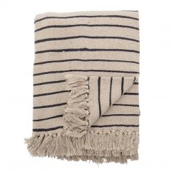 Bloomingville Neutral Eia Striped Fringed Throw - Eco Cotton - Indoor/Outdoor