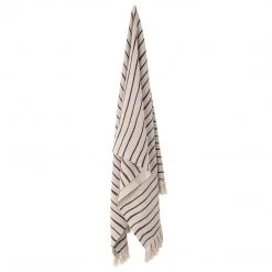 Bloomingville Neutral Eia Striped Fringed Throw - Eco Cotton - Indoor/Outdoor