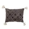 Bloomingville NEW IN! Lux Geometric Brown & White Rectangular Cushion With White Tassels - 100% Cotton (40x30cm) - Indoor/Outdoor