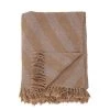 Bloomingville NEW IN! Natural/Brown Katrín Diagonal Stripe Fringed Throw - Eco Cotton - Indoor/Outdoor