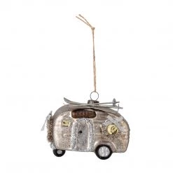 Bloomingville Silver Caravan | Luxury Glass Christmas Bauble Tree Decoration