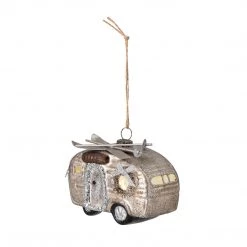 Bloomingville Silver Caravan | Luxury Glass Christmas Bauble Tree Decoration